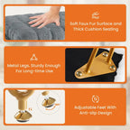 Chaise tabouret de coiffeuse avec rangement, pouf en fausse fourrure douce et rembourrée, siège repose-pieds de maquillage avec 4 pieds métalliques antidérapants et réglables