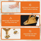 Chaise tabouret de coiffeuse avec rangement, pouf en fausse fourrure douce et rembourrée, siège repose-pieds de maquillage avec 4 pieds métalliques antidérapants et réglables
