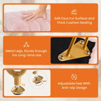 Chaise tabouret de coiffeuse avec rangement, pouf en fausse fourrure douce et rembourrée, siège repose-pieds de maquillage avec 4 pieds métalliques antidérapants et réglables
