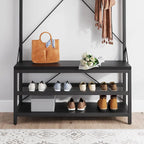 Banc à chaussures de rangement industriel, porte-manteau d'entrée 72 avec 8 crochets