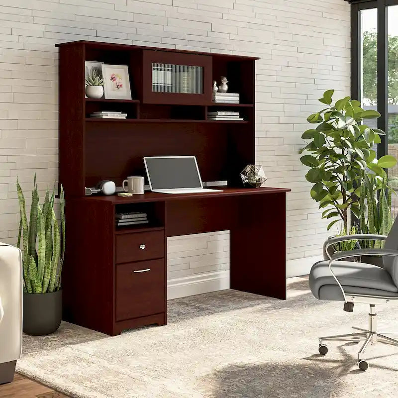Bureau d'ordinateur Cabot 60W avec étagère en chêne expresso par