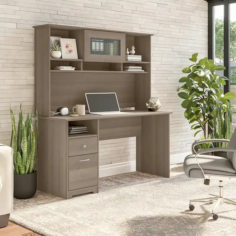 Bureau d'ordinateur Cabot 60W avec étagère en chêne expresso par