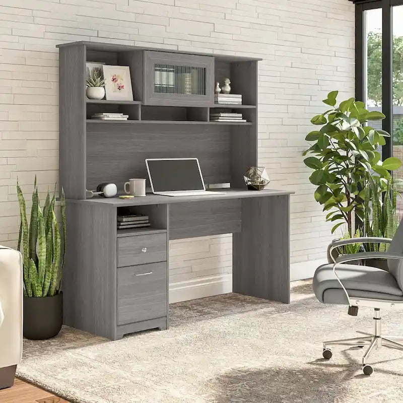 Bureau d'ordinateur Cabot 60W avec étagère en chêne expresso par
