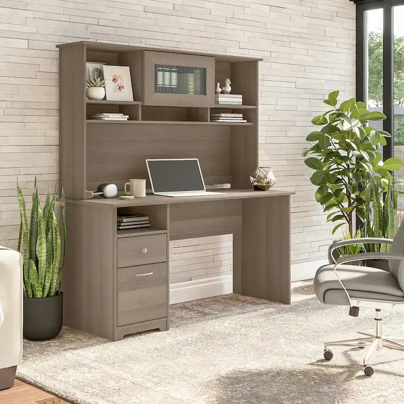 Bureau d'ordinateur Cabot 60W avec étagère en chêne expresso par