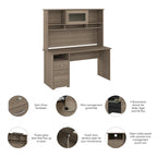 Bureau d'ordinateur Cabot 60W avec étagère en chêne expresso par