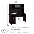 Bureau d'ordinateur Cabot 60W avec étagère en chêne expresso par