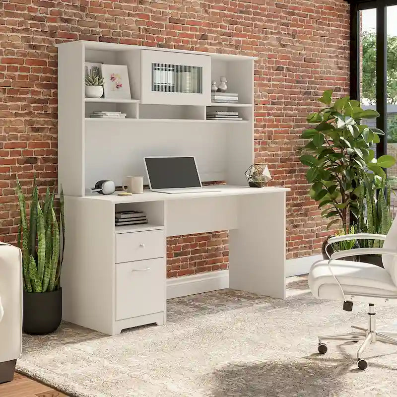 Bureau d'ordinateur Cabot 60W avec étagère en chêne expresso par