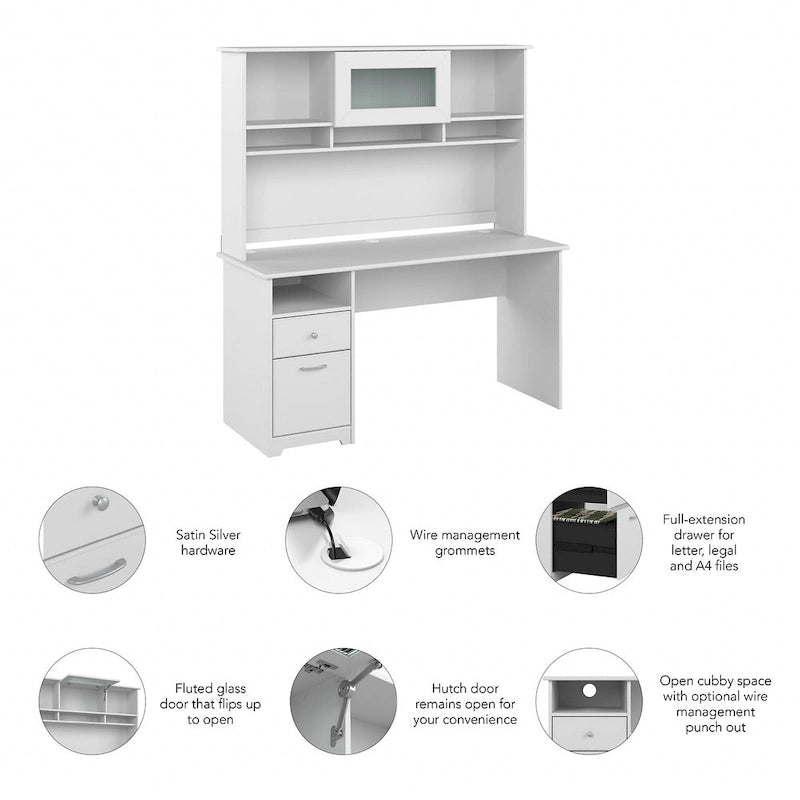 Bureau d'ordinateur Cabot 60W avec étagère en chêne expresso par