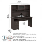 Bureau d'ordinateur Cabot 60W avec étagère en chêne expresso par
