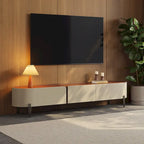 Meuble TV en cuir de 78,7 po, meuble de divertissement moderne avec 3 tiroirs