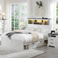 Cadre de lit en bois queen-size de style ferme avec tête de lit de rangement et tiroirs
