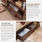 Cadre de lit double King Size en bois de style Ferme avec tête de lit de rangement et tiroirs