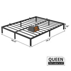 Cadre de lit sans sommier tapissier, cadre de lit plateforme queen en métal robuste avec lattes métalliques