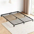 Cadre de lit sans sommier tapissier, cadre de lit plateforme queen en métal robuste avec lattes métalliques