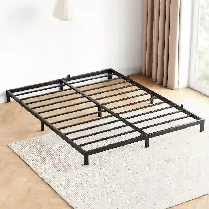 Cadre de lit sans sommier tapissier, cadre de lit plateforme queen en métal robuste avec lattes métalliques