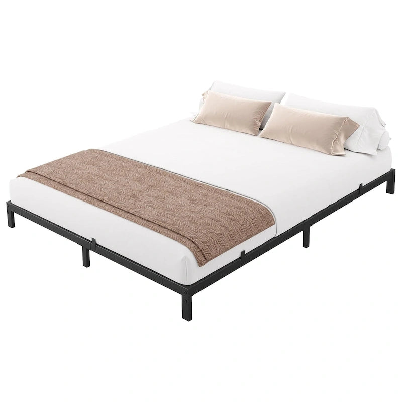 Cadre de lit sans sommier tapissier, cadre de lit plateforme queen en métal robuste avec lattes métalliques