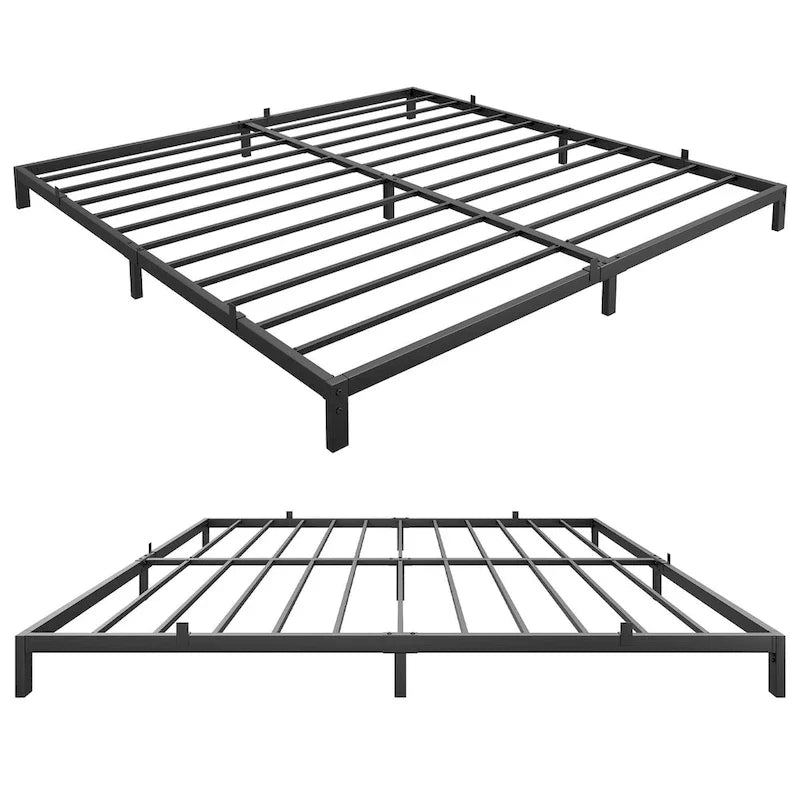 Cadre de lit sans sommier tapissier, cadre de lit plateforme queen en métal robuste avec lattes métalliques