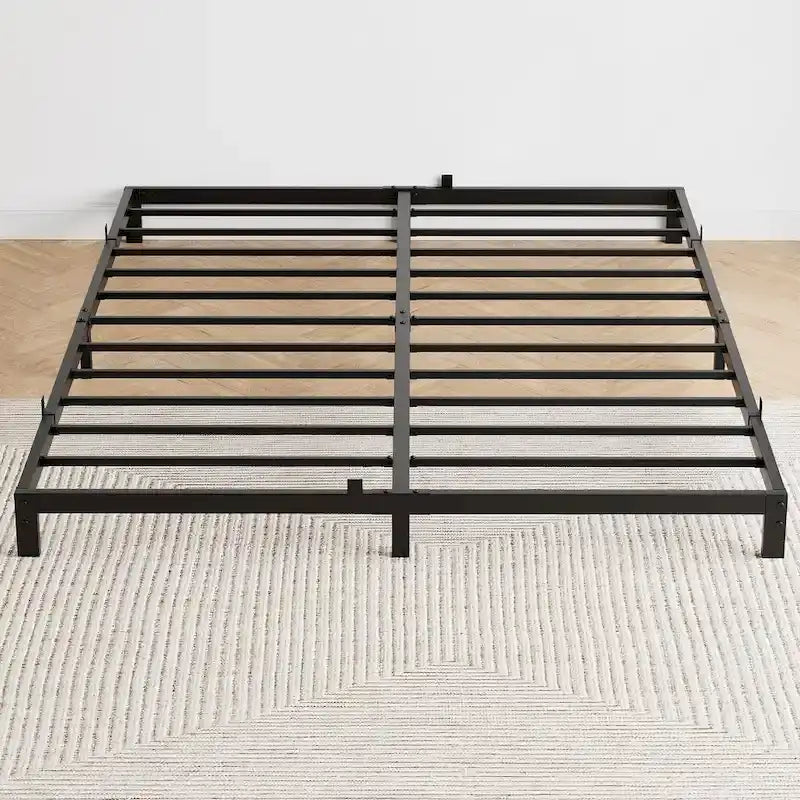 Cadre de lit sans sommier tapissier, cadre de lit plateforme queen en métal robuste avec lattes métalliques