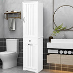 Meuble de buanderie avec portes et 1 tiroir, panier à linge basculant, étagère réglable, armoire à linge
