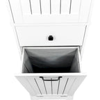 Meuble de buanderie avec portes et 1 tiroir, panier à linge basculant, étagère réglable, armoire à linge