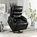Fauteuil releveur inclinable électrique de massage chauffant avec siège large, poches latérales, porte-gobelets et minuterie pour personnes âgées