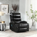 Fauteuil releveur inclinable électrique de massage chauffant avec siège large, poches latérales, porte-gobelets et minuterie pour personnes âgées