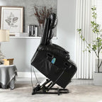 Fauteuil releveur inclinable électrique de massage chauffant avec siège large, poches latérales, porte-gobelets et minuterie pour personnes âgées