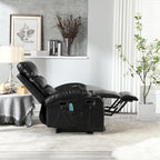 Fauteuil releveur inclinable électrique de massage chauffant avec siège large, poches latérales, porte-gobelets et minuterie pour personnes âgées