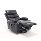 Fauteuil releveur inclinable électrique de massage chauffant avec siège large, poches latérales, porte-gobelets et minuterie pour personnes âgées