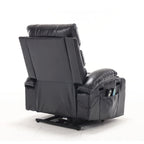 Fauteuil releveur inclinable électrique de massage chauffant avec siège large, poches latérales, porte-gobelets et minuterie pour personnes âgées