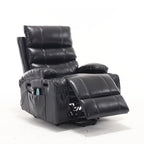Fauteuil releveur inclinable électrique de massage chauffant avec siège large, poches latérales, porte-gobelets et minuterie pour personnes âgées