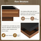Table basse rotative 360° moderne avec 3 plateaux détachables, table basse à 2 niveaux avec rangement pour salon