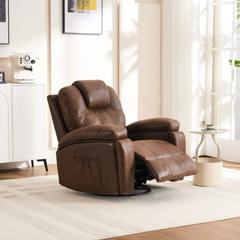Fauteuil inclinable pivotant oversize avec porte-gobelet et poche latérale