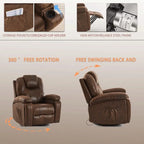 Fauteuil inclinable pivotant oversize avec porte-gobelet et poche latérale