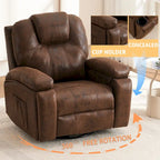 Fauteuil inclinable pivotant oversize avec porte-gobelet et poche latérale