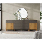 Commode de rangement 3-en-1 avec 8 tiroirs et 2 portes pour chambre à coucher