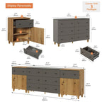 Commode de rangement 3-en-1 avec 8 tiroirs et 2 portes pour chambre à coucher