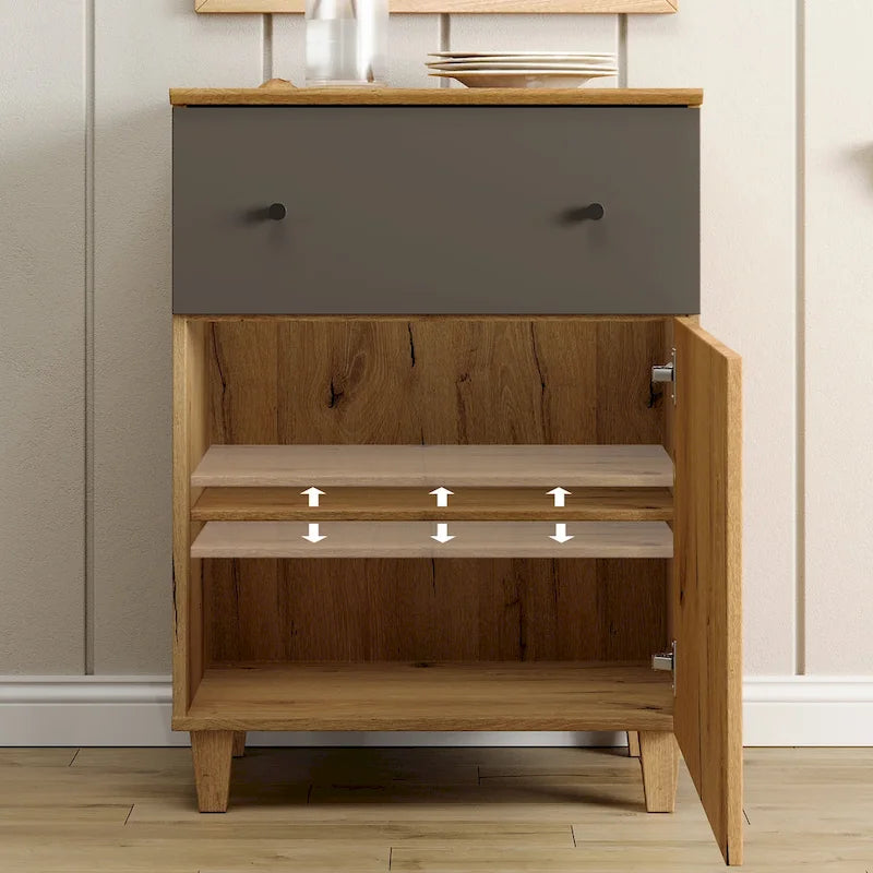 Commode de rangement 3-en-1 avec 8 tiroirs et 2 portes pour chambre à coucher