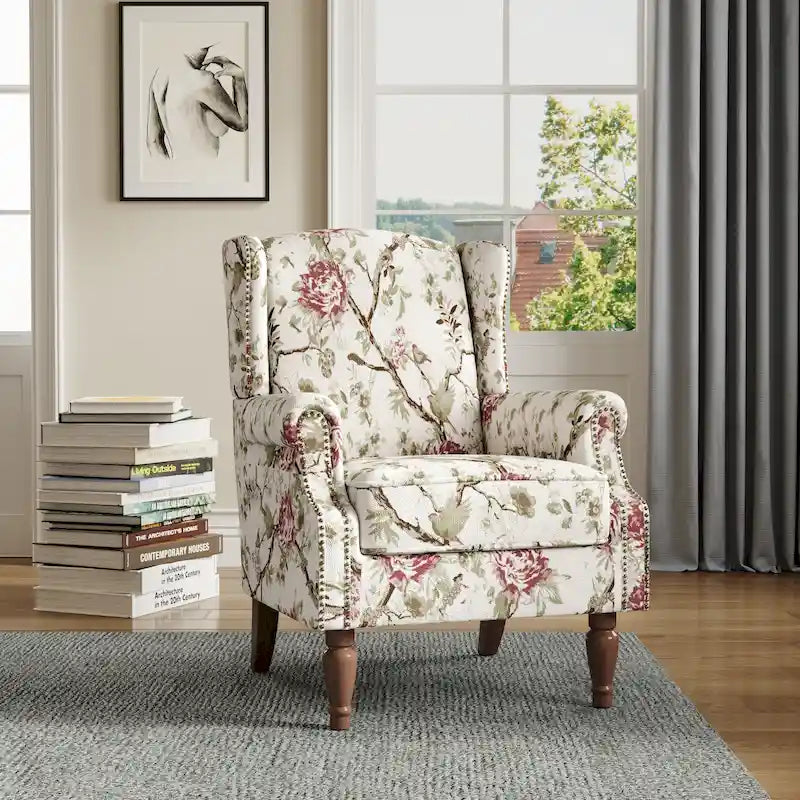Fauteuil d'appoint rembourré avec clous décoratifs