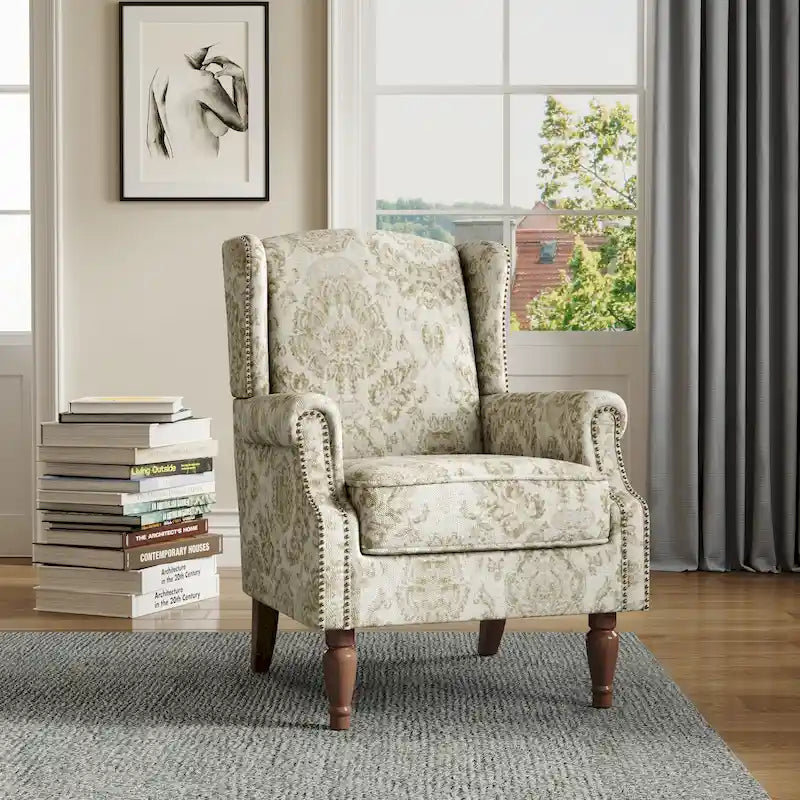 Fauteuil d'appoint rembourré avec clous décoratifs