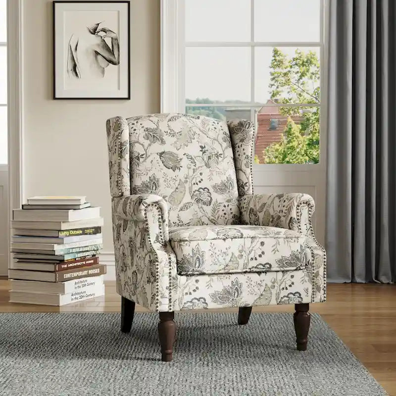Fauteuil d'appoint rembourré avec clous décoratifs