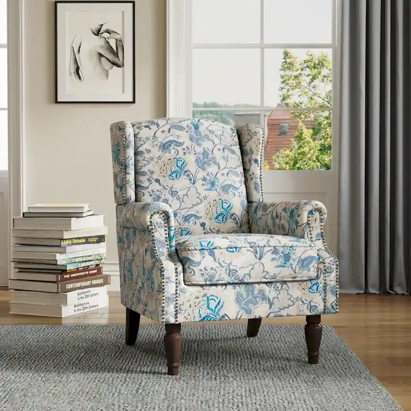 Fauteuil d'appoint rembourré avec clous décoratifs