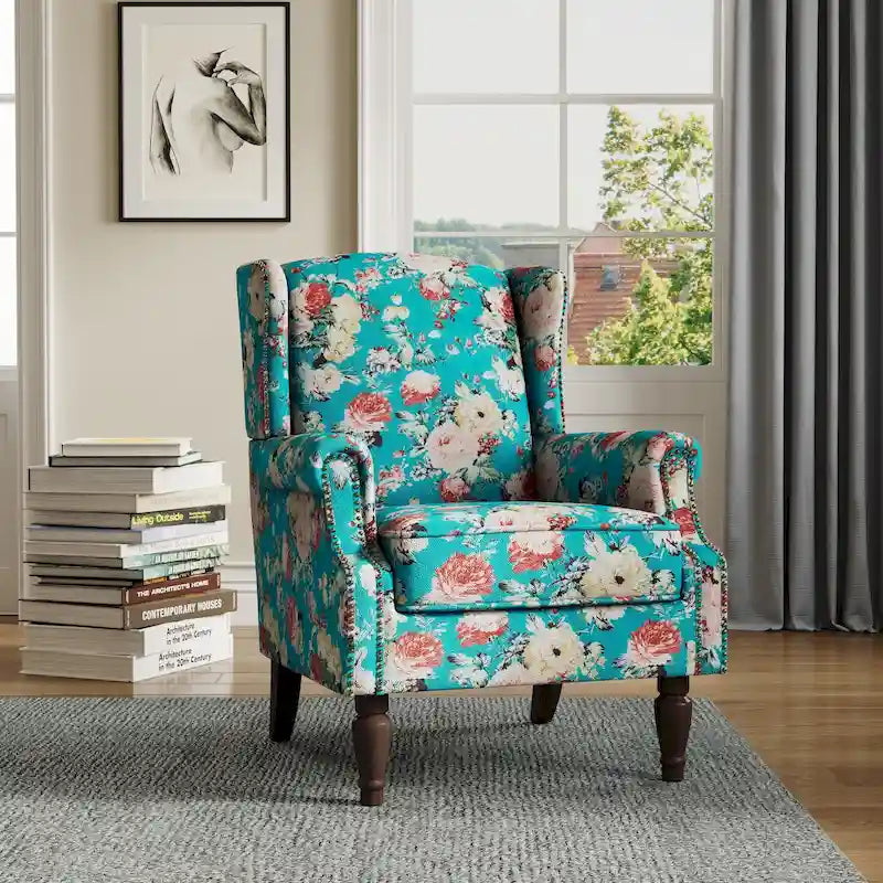 Fauteuil d'appoint rembourré avec clous décoratifs