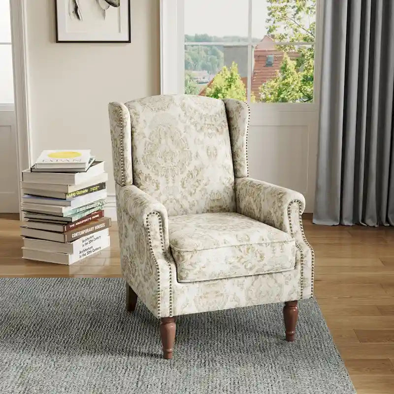 Fauteuil d'appoint rembourré avec clous décoratifs