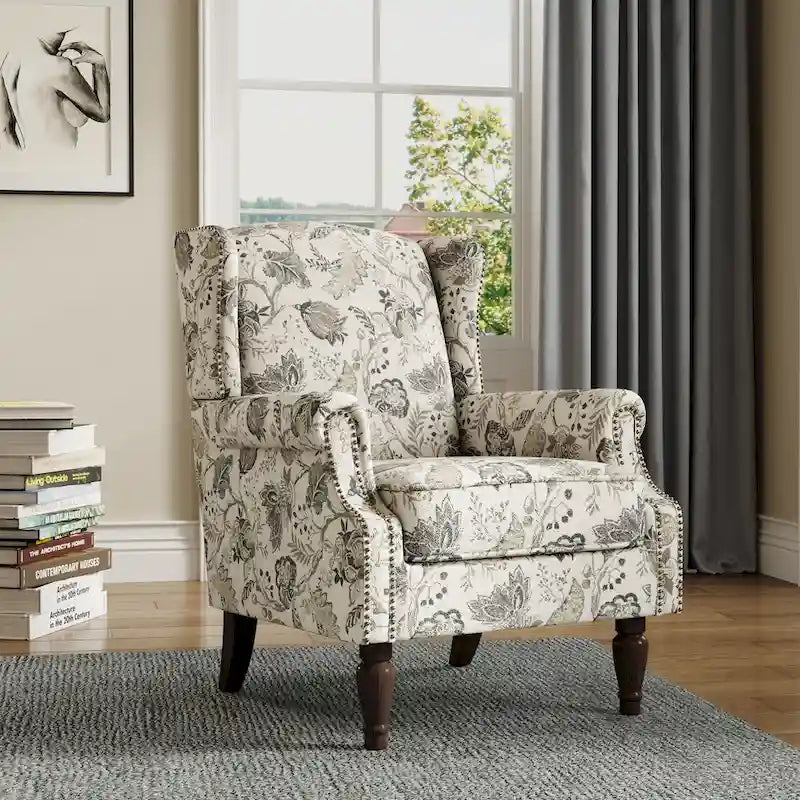 Fauteuil d'appoint rembourré avec clous décoratifs