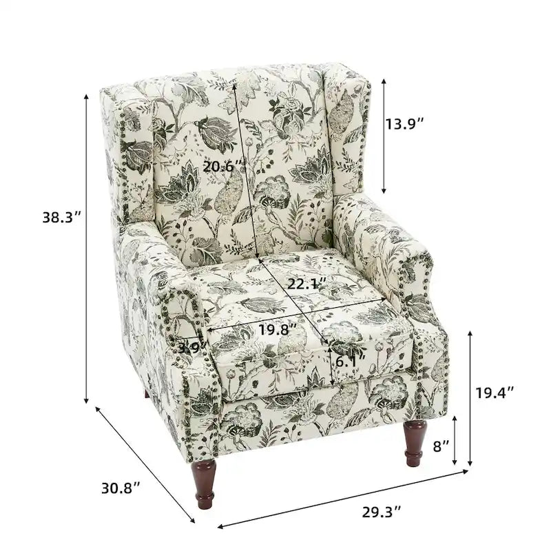 Fauteuil d'appoint rembourré avec clous décoratifs