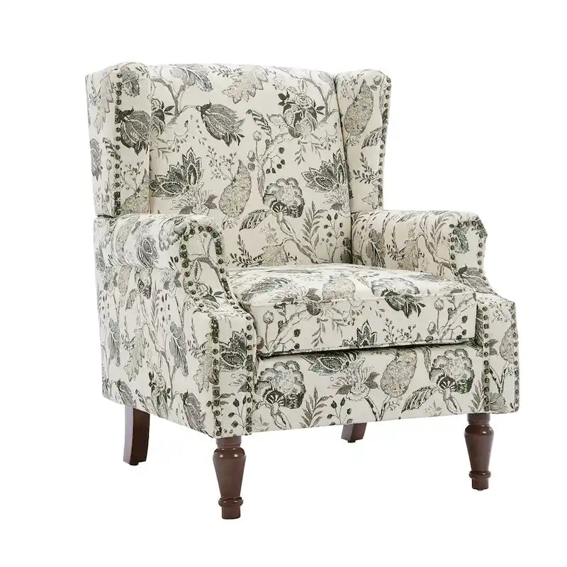 Fauteuil d'appoint rembourré avec clous décoratifs