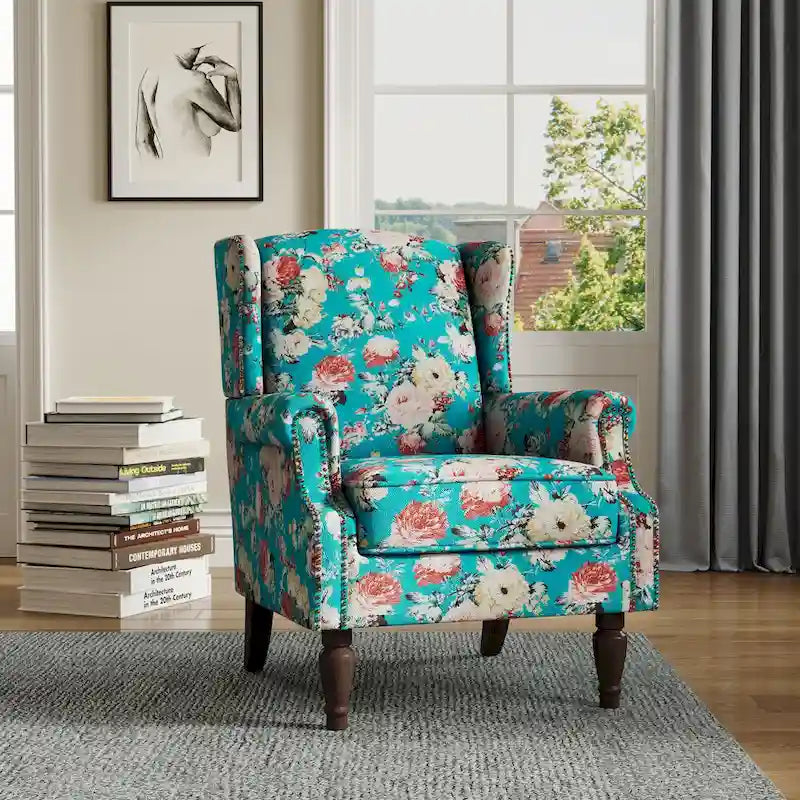 Fauteuil d'appoint rembourré avec clous décoratifs