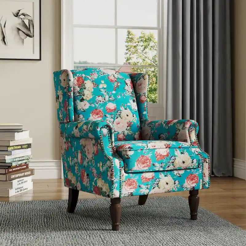 Fauteuil d'appoint rembourré avec clous décoratifs