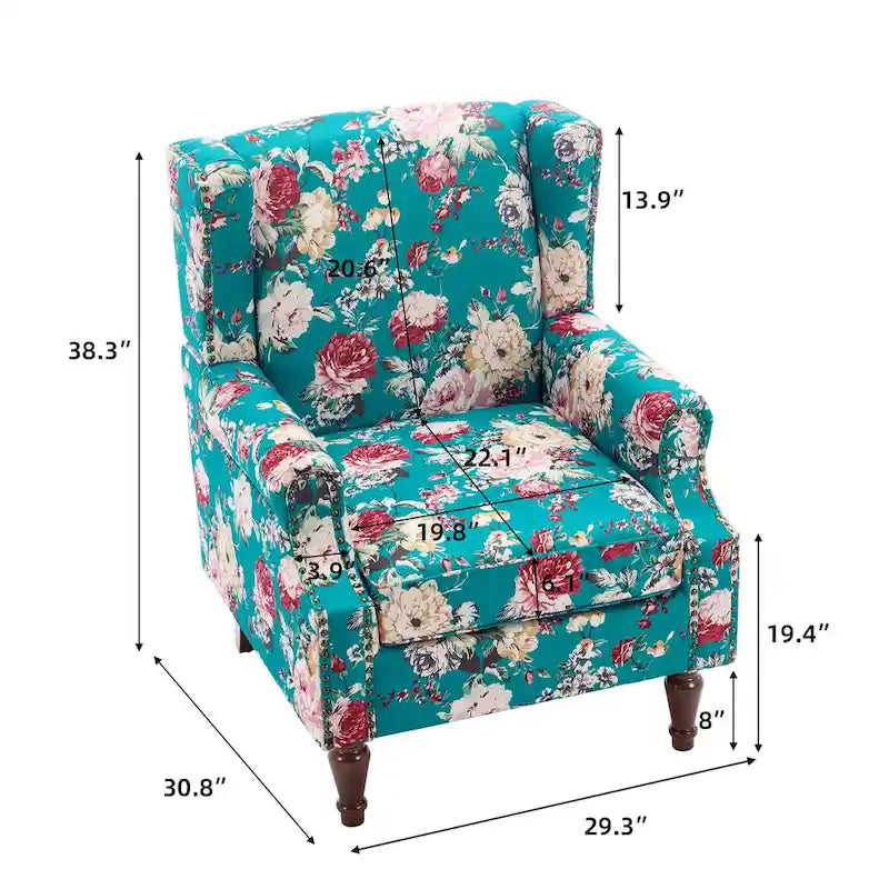 Fauteuil d'appoint rembourré avec clous décoratifs